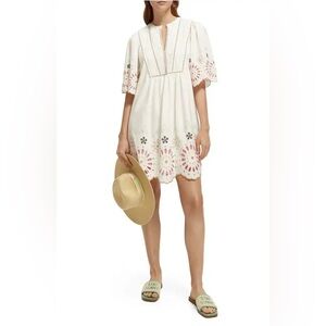 Scotch & Soda 100% Organic Cotton Broderie Anglaise White Eyelet Dress 34 US 4